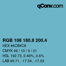 カラーコード: RGB 108 180.8 200.4 | qconv.com
