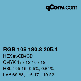 カラーコード: RGB 108 180.8 205.4 | qconv.com