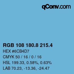 カラーコード: RGB 108 180.8 215.4 | qconv.com