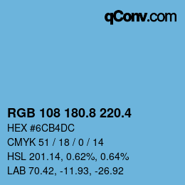 カラーコード: RGB 108 180.8 220.4 | qconv.com