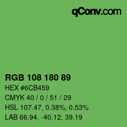 Color code: RGB 108 180 89 | qconv.com