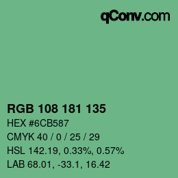 Color code: RGB 108 181 135 | qconv.com