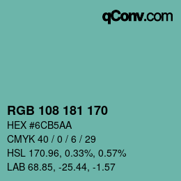 Color code: RGB 108 181 170 | qconv.com