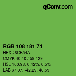 Farbcode: RGB 108 181 74 | qconv.com