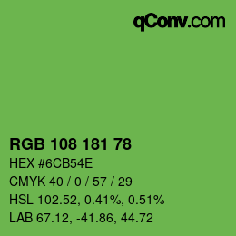 Color code: RGB 108 181 78 | qconv.com
