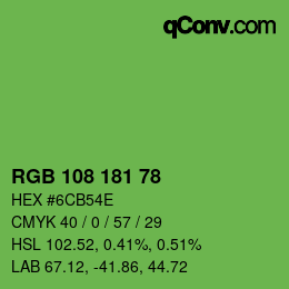 Color code: RGB 108 181 78 | qconv.com