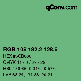 カラーコード: RGB 108 182.2 128.6 | qconv.com