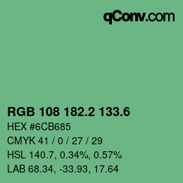 カラーコード: RGB 108 182.2 133.6 | qconv.com