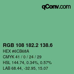 カラーコード: RGB 108 182.2 138.6 | qconv.com