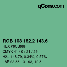 カラーコード: RGB 108 182.2 143.6 | qconv.com