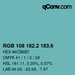 カラーコード: RGB 108 182.2 183.6 | qconv.com