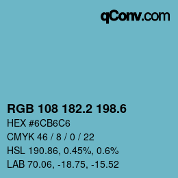 カラーコード: RGB 108 182.2 198.6 | qconv.com