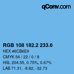 カラーコード: RGB 108 182.2 233.6 | qconv.com