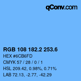 カラーコード: RGB 108 182.2 253.6 | qconv.com