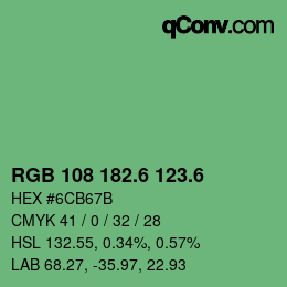 カラーコード: RGB 108 182.6 123.6 | qconv.com