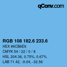 カラーコード: RGB 108 182.6 233.6 | qconv.com