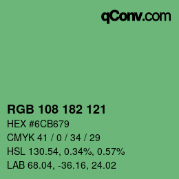 カラーコード: RGB 108 182 121 | qconv.com