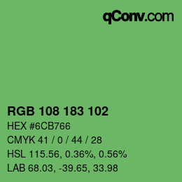 颜色代码: RGB 108 183 102 | qconv.com