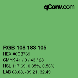 Color code: RGB 108 183 105 | qconv.com