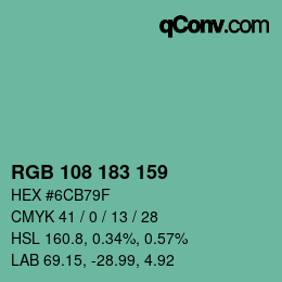 カラーコード: RGB 108 183 159 | qconv.com