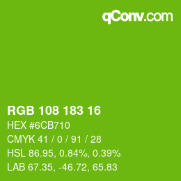 Color code: RGB 108 183 16 | qconv.com