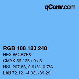 Color code: RGB 108 183 248 | qconv.com