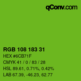 カラーコード: RGB 108 183 31 | qconv.com