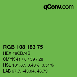 Color code: RGB 108 183 75 | qconv.com