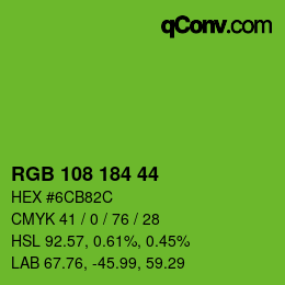 カラーコード: RGB 108 184 44 | qconv.com
