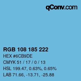 Color code: RGB 108 185 222 | qconv.com