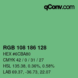 Color code: RGB 108 186 128 | qconv.com