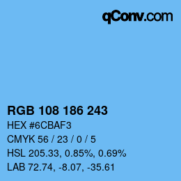 Color code: RGB 108 186 243 | qconv.com