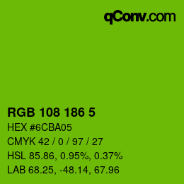 Color code: RGB 108 186 5 | qconv.com