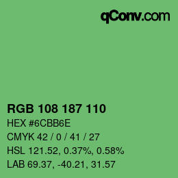 Color code: RGB 108 187 110 | qconv.com
