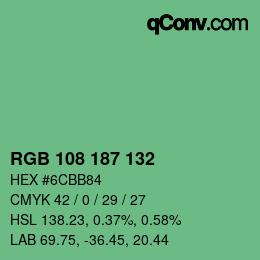Color code: RGB 108 187 132 | qconv.com