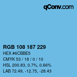 Color code: RGB 108 187 229 | qconv.com
