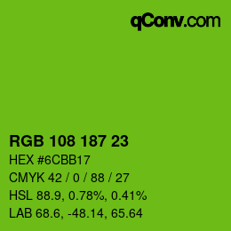 Color code: RGB 108 187 23 | qconv.com