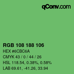 Color code: RGB 108 188 106 | qconv.com