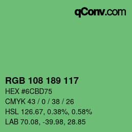 Color code: RGB 108 189 117 | qconv.com