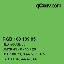 Color code: RGB 108 189 85 | qconv.com