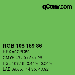 颜色代码: RGB 108 189 86 | qconv.com