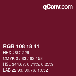 Color code: RGB 108 18 41 | qconv.com