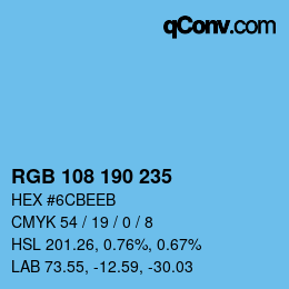 Color code: RGB 108 190 235 | qconv.com