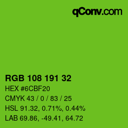 Color code: RGB 108 191 32 | qconv.com