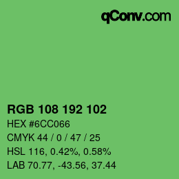 Color code: RGB 108 192 102 | qconv.com