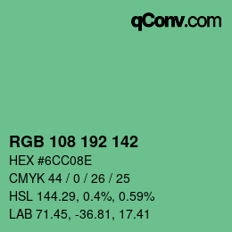 Color code: RGB 108 192 142 | qconv.com