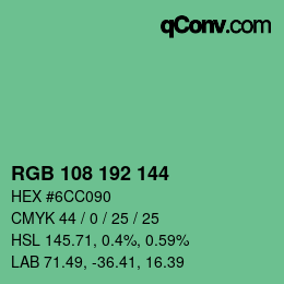 Color code: RGB 108 192 144 | qconv.com