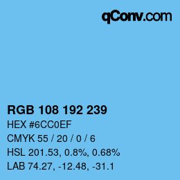 Color code: RGB 108 192 239 | qconv.com