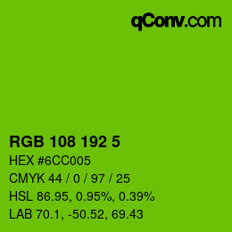 Color code: RGB 108 192 5 | qconv.com