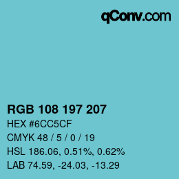 Color code: RGB 108 197 207 | qconv.com